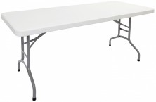 Poly Folding Table. White Plastic Top On 730 High Silver Frame. Sizes 1800 X 750 : 2000 X 900